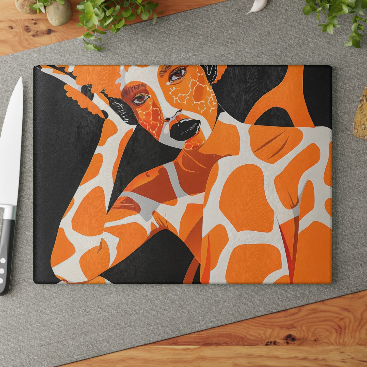 Giraffe Essence: A Fusion of Nature and Elegance Collection - Glass Cutting Board - #2014