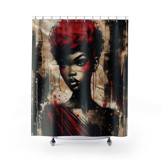 Bold Expressions: A Red and Black Journey Shower Curtain - #2015