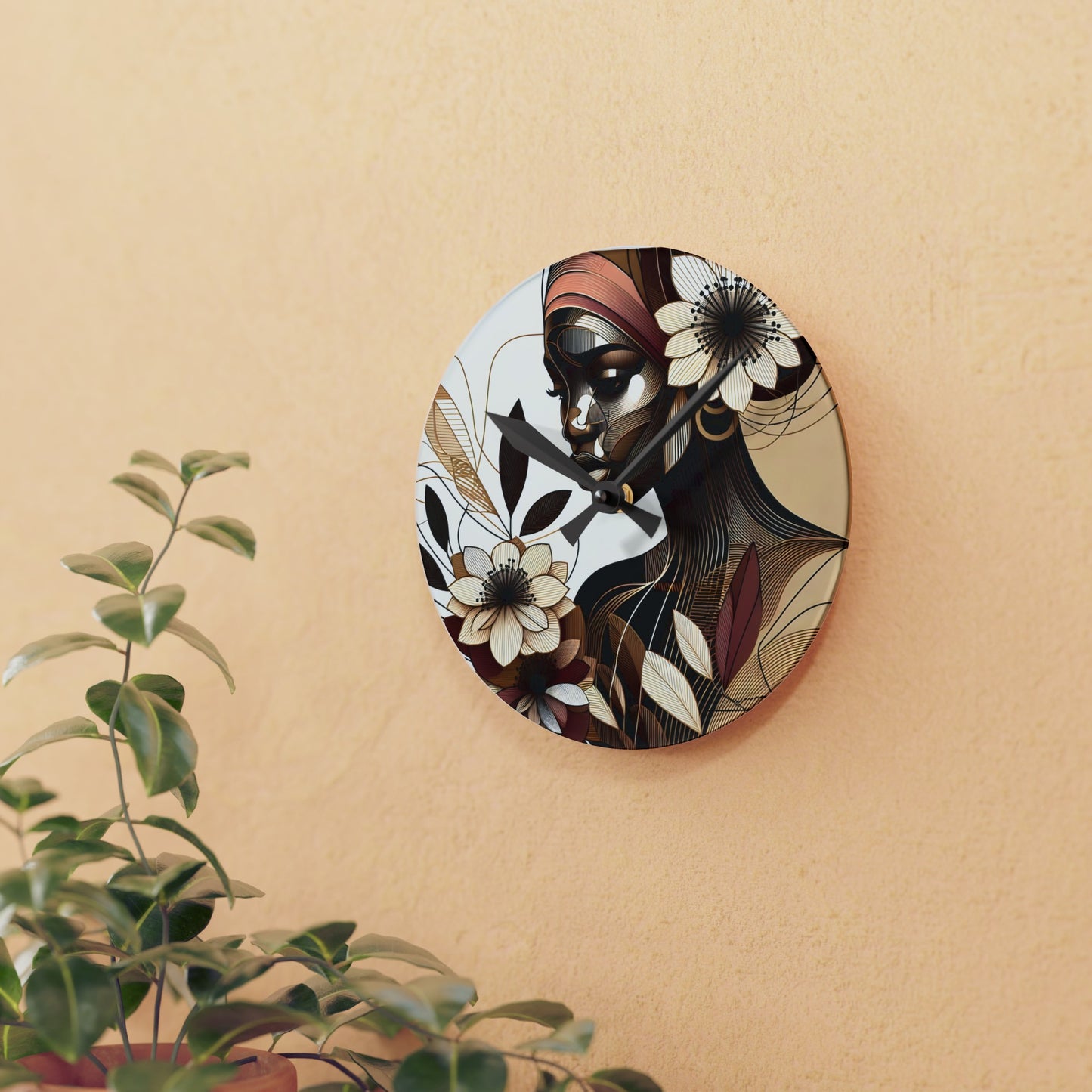 Acrylic Wall Clock - Floral Whispers - #2013