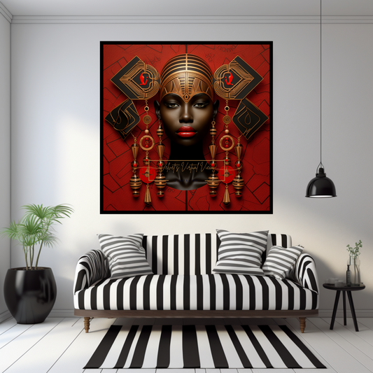 Digital Art - Celebration of Heritage: African Elegance in Red and Bronze - #2018