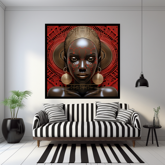 Digital Art - Celebration of Heritage: African Elegance in Red and Bronze - #2015