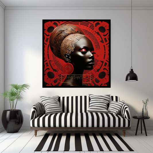 Digital Art - Celebration of Heritage: African Elegance in Red and Bronze - #2016