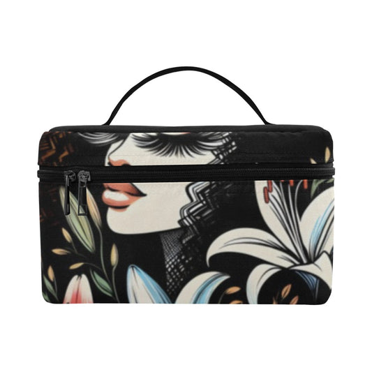 Urban Blossoms: Vibrant Cityscapes and Floral Dreams Collection - Cosmetic Bag/Large (Model 1658) - #2017