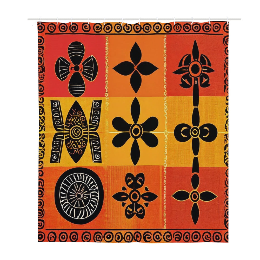 Elegant Adinkra-Inspired Fabric Collection - Shower Curtain(180*180cm) - #2012