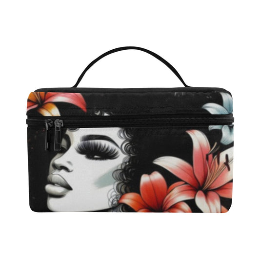 Urban Blossoms: Vibrant Cityscapes and Floral Dreams Collection - Cosmetic Bag/Large (Model 1658) - #2013