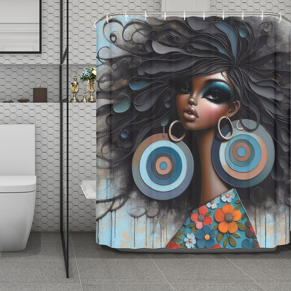 Bold & Beautiful: Afrocentric Digital Art Collection - Shower Curtain(180*180cm) - #2012