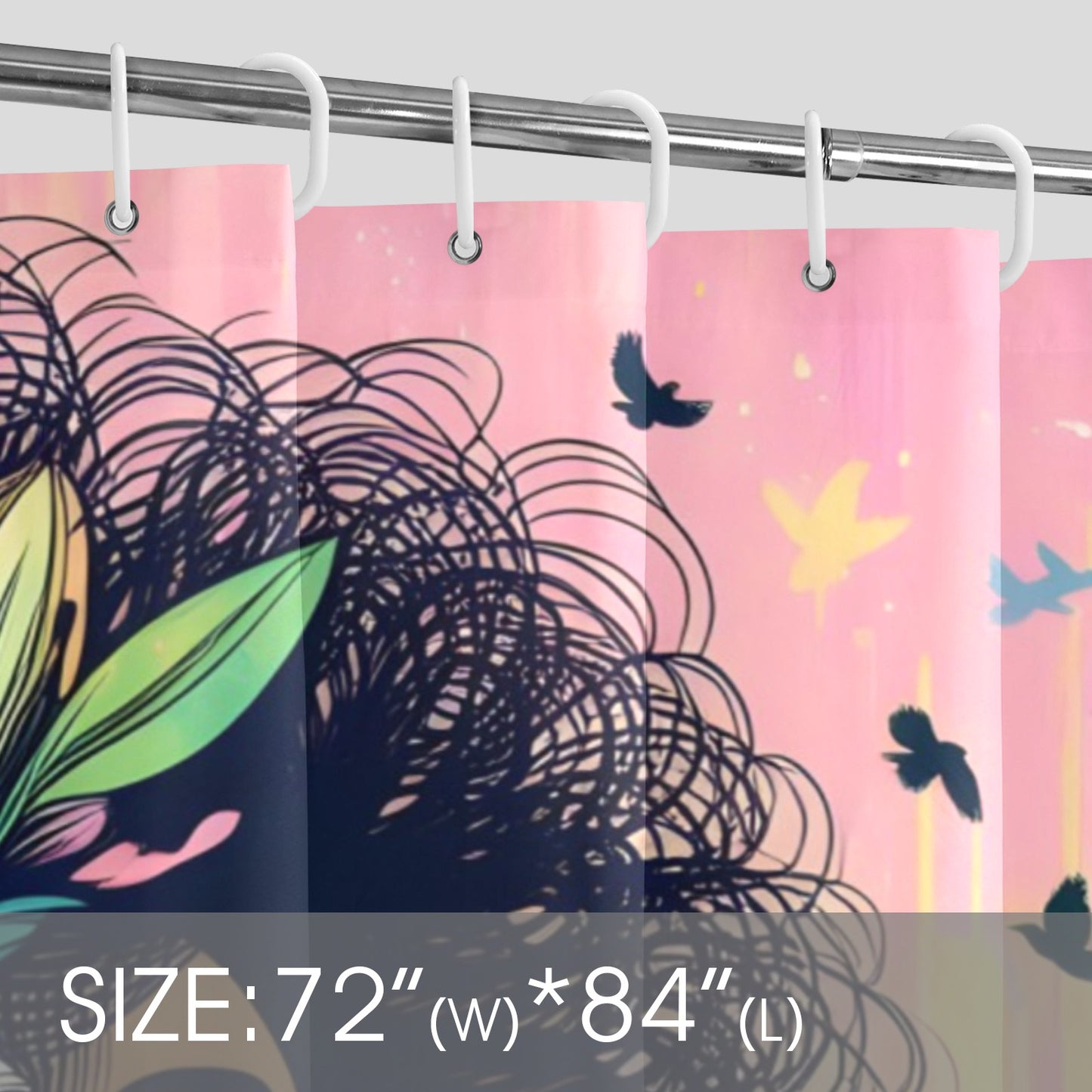 Urban Blossoms: Vibrant Cityscapes and Floral Dreams Collection - Shower Curtain 72"x84" - #2014