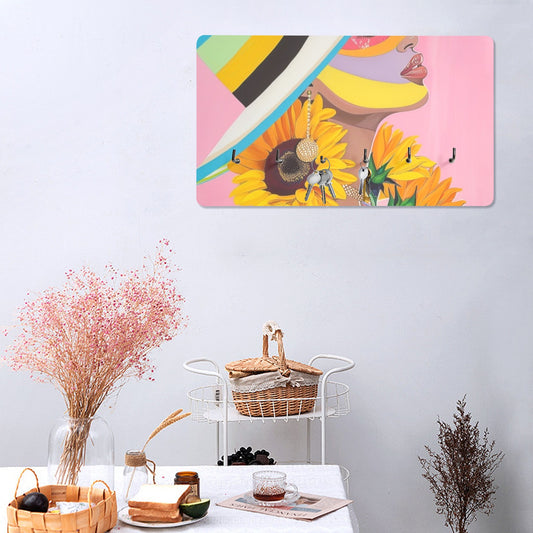 Sunflower Dreams: A Vibrant Digital Art Collection - Wall Mounted Decor Key Holder - #2011