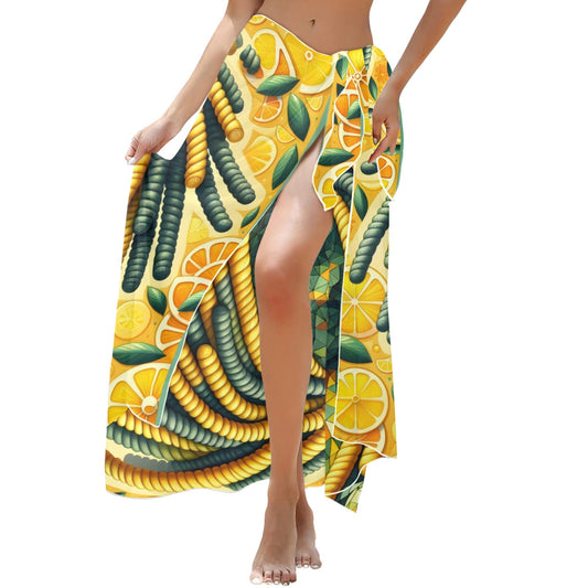 Lemon Elegance: The Mosaic Muse Collection - Long Beach Sarong Wrap - #2012