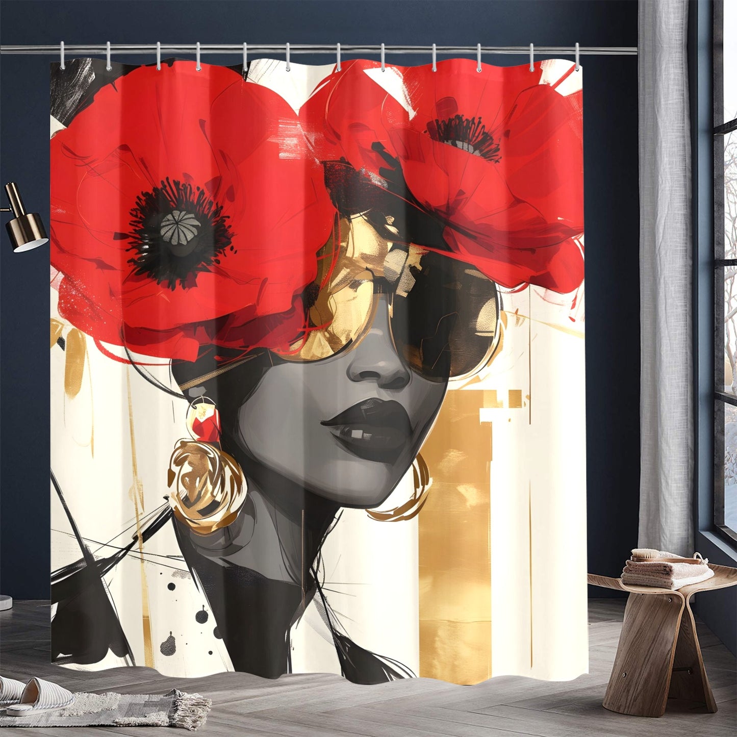 Bold Elegance: The Poppy Collection - Shower Curtain 72"x84" - #2014