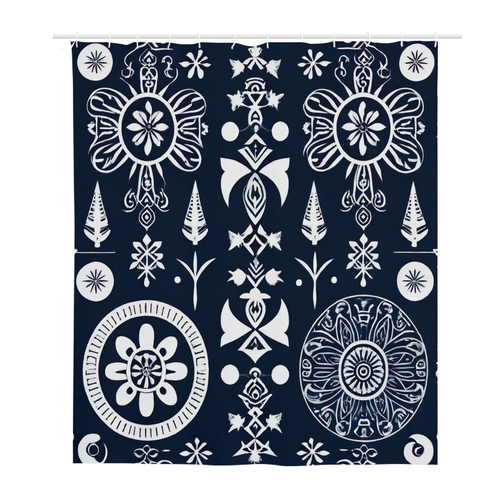 Elegant Adinkra-Inspired Fabric Collection - Shower Curtain(180*180cm) - #2014