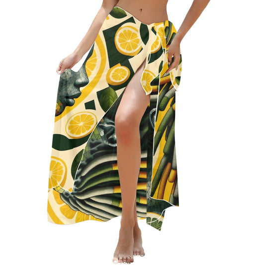 Lemon Elegance: The Mosaic Muse Collection - Long Beach Sarong Wrap - #2013