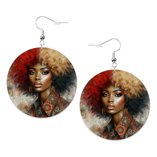 Leather Round Earrings - #2014