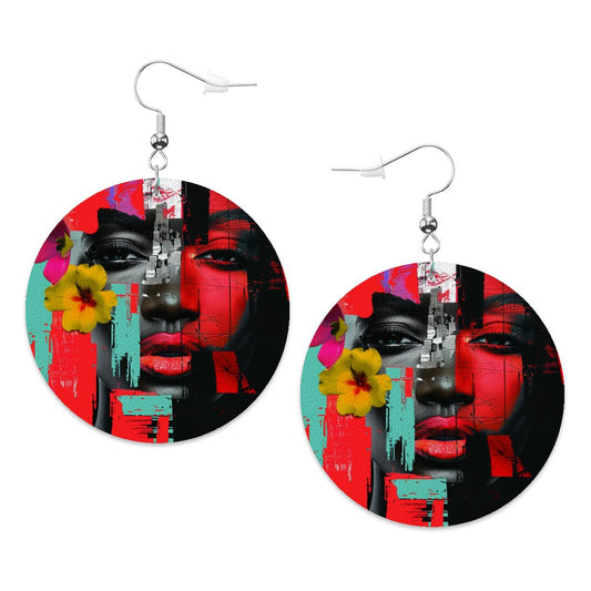 Leather Round Earrings - #2011