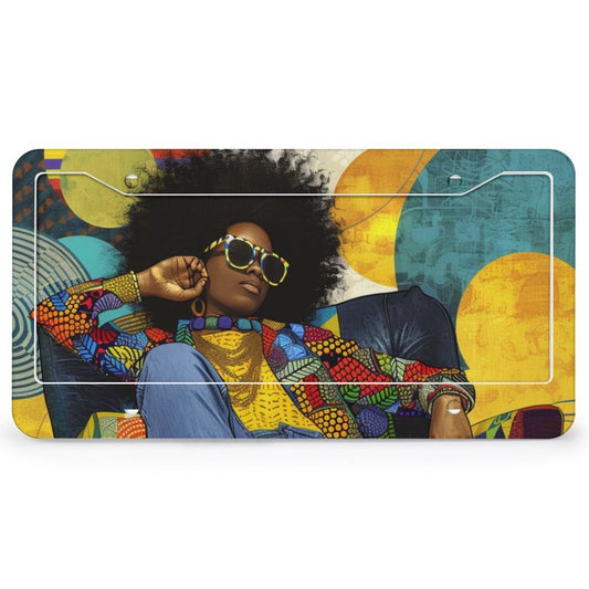 Colorful Rhythms: The Afrocentric Expression Collection - License Plate (4 Round Holes) License Plate #2016