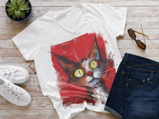 Funny Art Women's Jersey Short Sleeve Deep V-Neck Tee - #2017