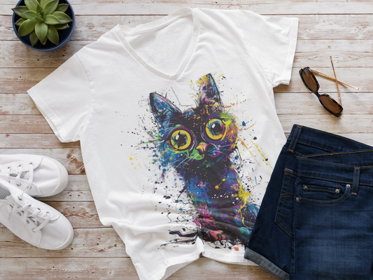 Funny Art Women's Jersey Short Sleeve Deep V-Neck Tee #2011