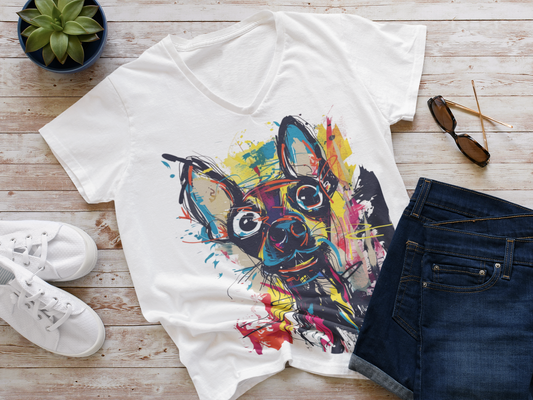 Funny Art Women's Jersey Short Sleeve Deep V-Neck Tee - #2014