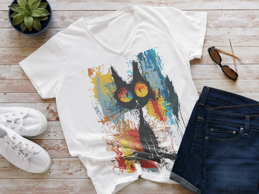 Funny Art Women's Jersey Short Sleeve Deep V-Neck Tee - #2015